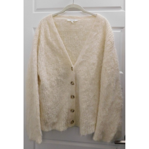 Frame Denim Sweaters - FRAME Alpaca Wool Cardigan Sweater Off White Ivory LWSW1683 Size XS